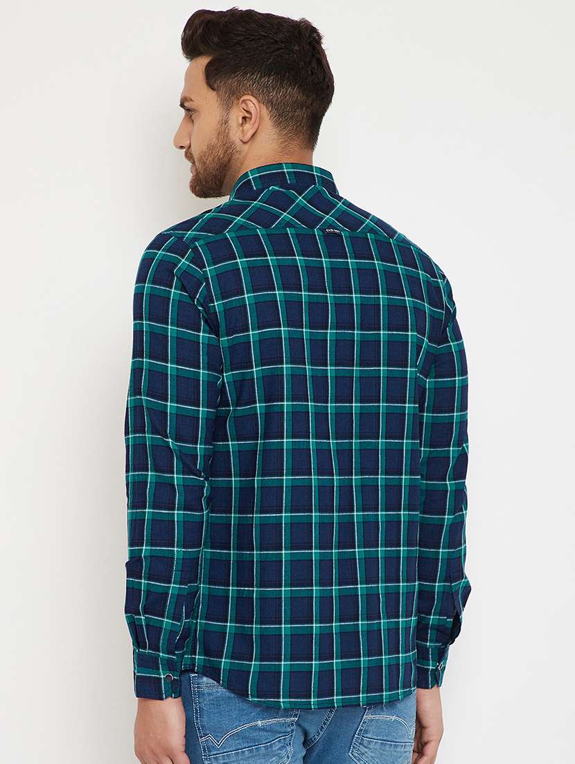 navy blue checkered casual shirt - 17623980 - Standard Image - 2