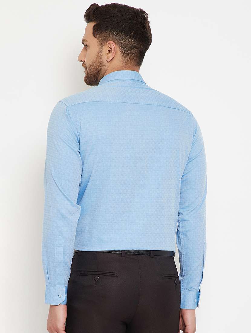 blue self design formal shirt - 17623988 - Standard Image - 2