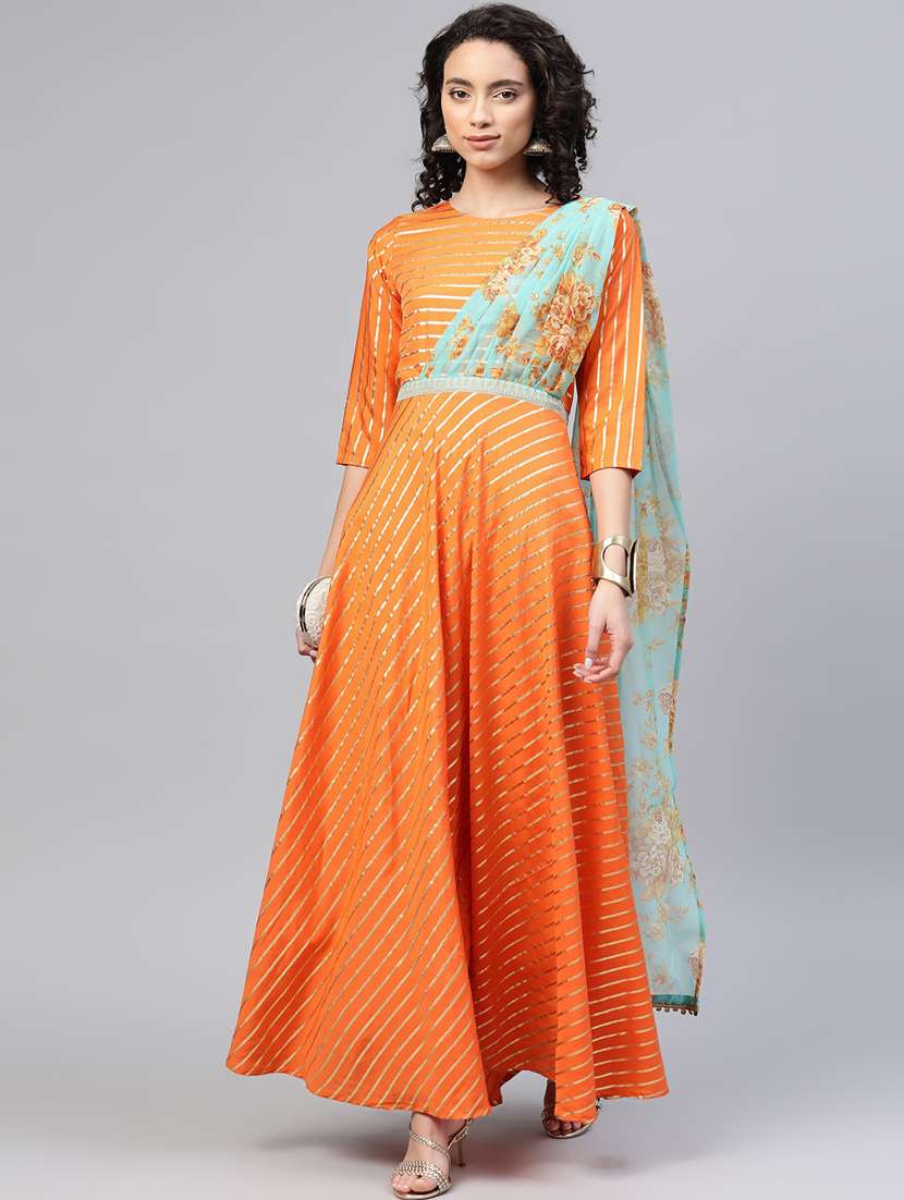 floral print layered kurta 
