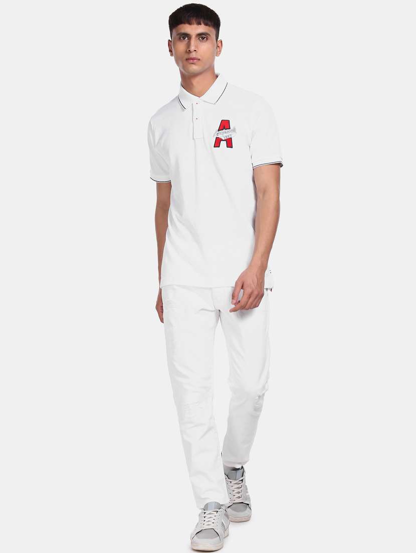 white printed polo t-shirt  - 17625719 -  Standard Image - 2