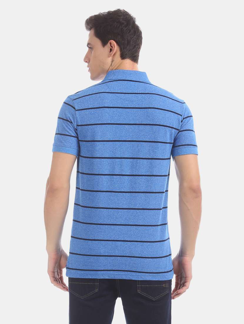 blue striped polo t-shirt  - 17625729 -  Standard Image - 2