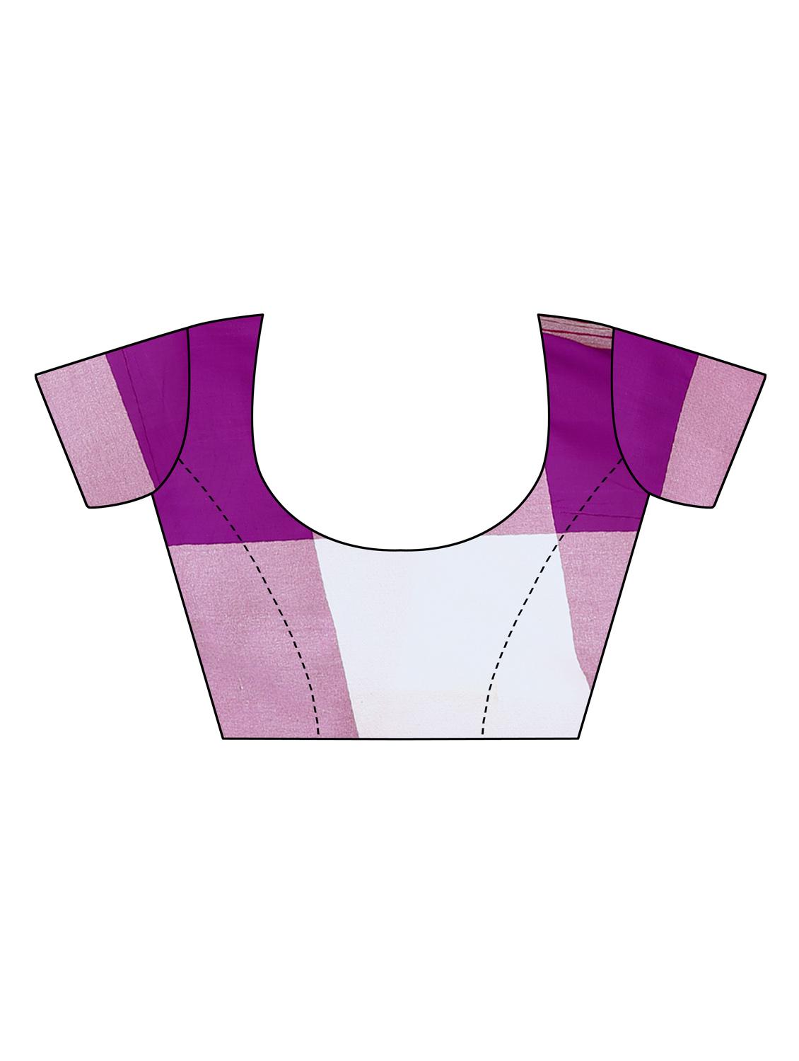 check printed saree with blouse - 17628080 - Standard Image - 2