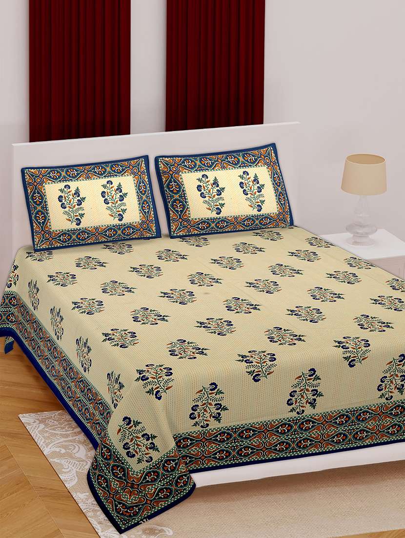jaipuri print cotton king size bedsheet set