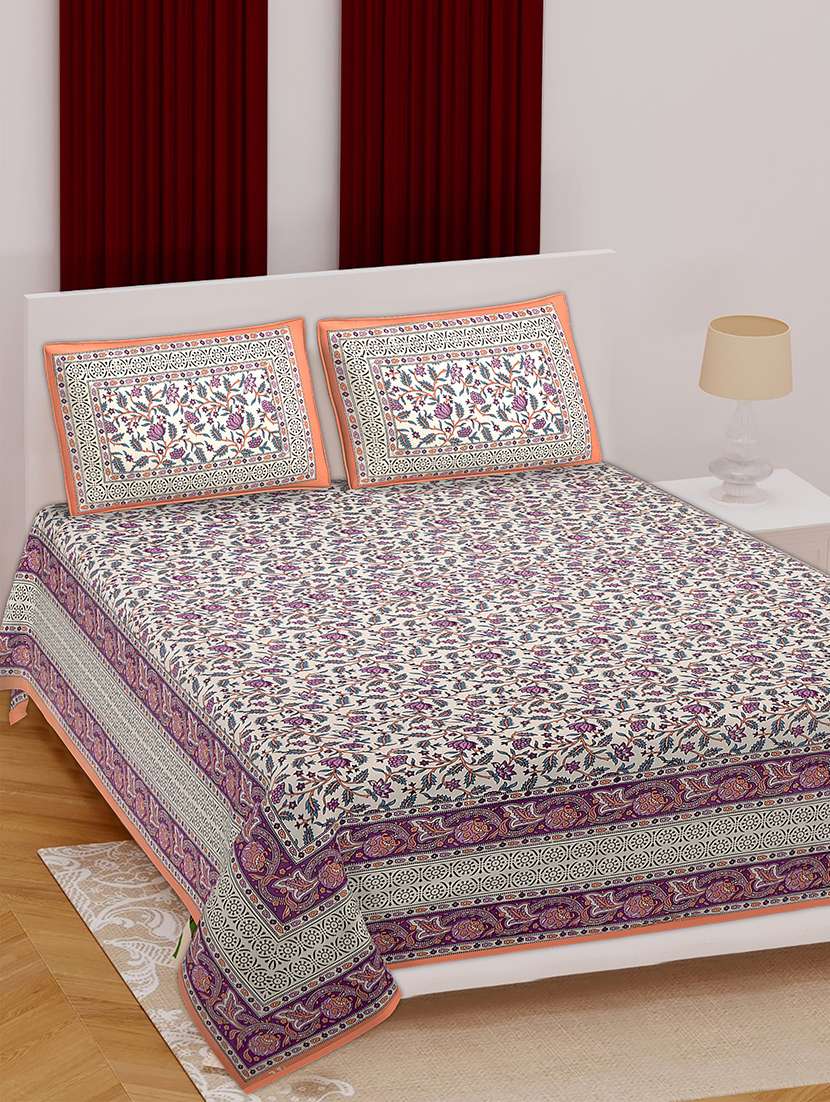 jaipuri print cotton king size bedsheet set