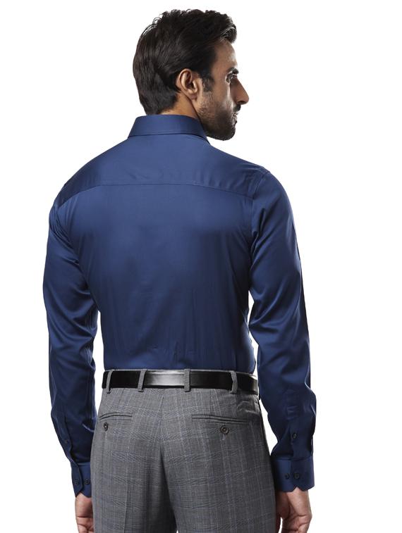 navy blue solid formal shirt - 17629137 - Standard Image - 2