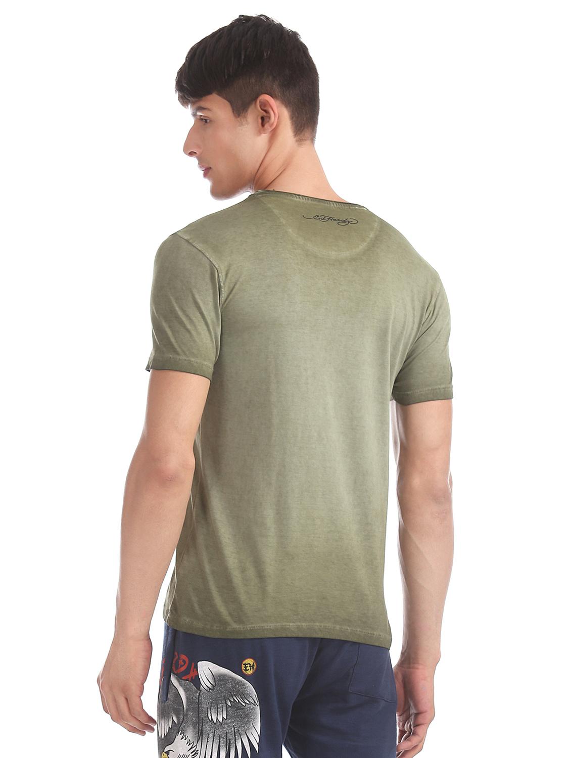 olive green printed t-shirt - 17631222 - Standard Image - 2