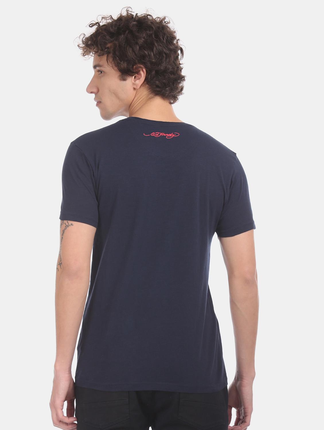 navy blue printed t-shirt - 17631247 - Standard Image - 2