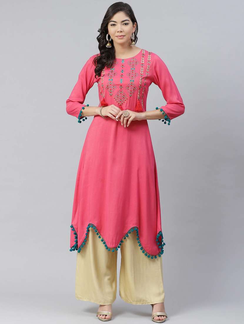 embroidered asymmetric kurta