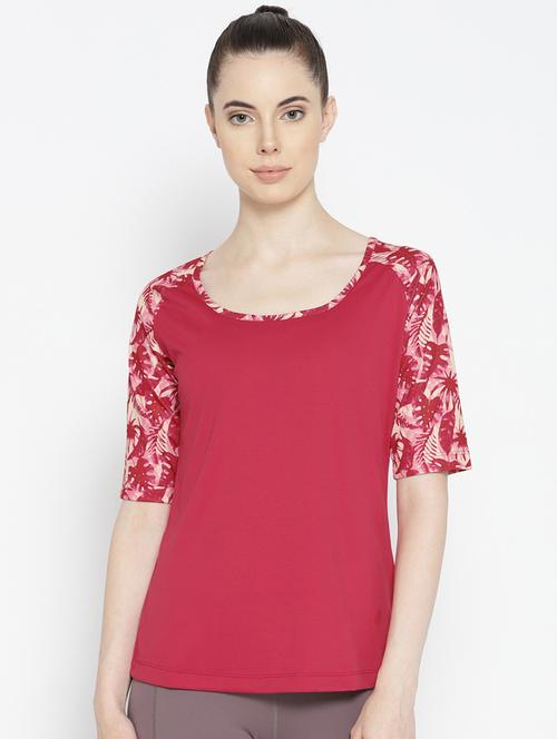 printed sleeves solid top  - 17633055 -  Standard Image - 0
