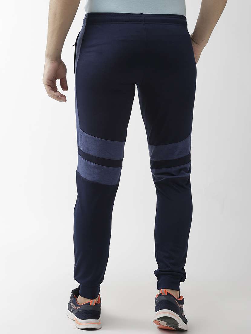 navy blue color block full length track pant - 17633126 -  Standard Image - 2