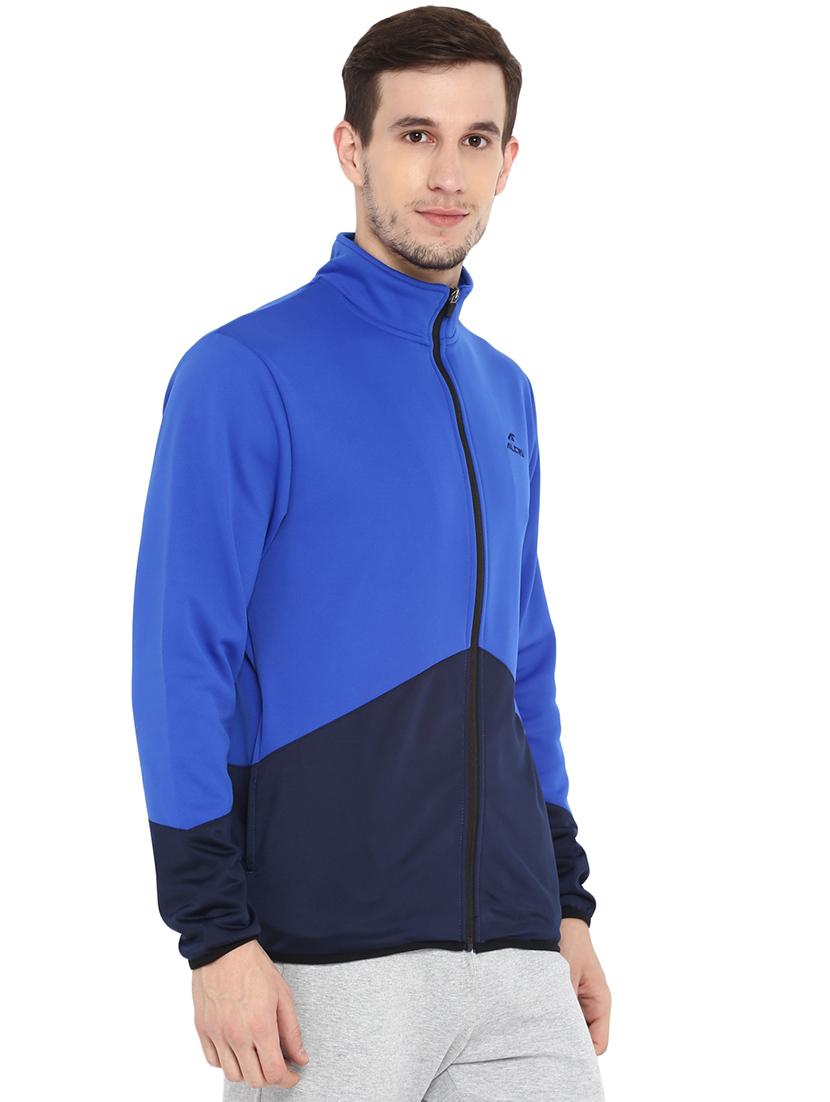 blue color block casual jacket - 17633132 - Standard Image - 2