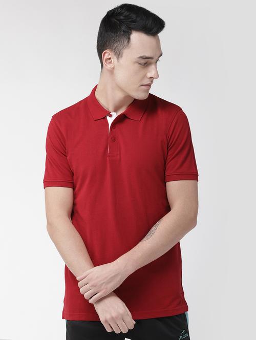 red solid polo t-shirt - 17633152 - Standard Image - 0