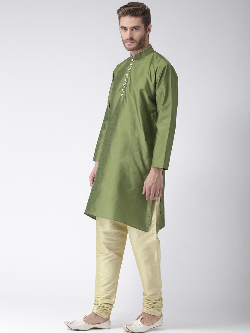 green color solid kurta pyjama set - 17633360 - Standard Image - 2