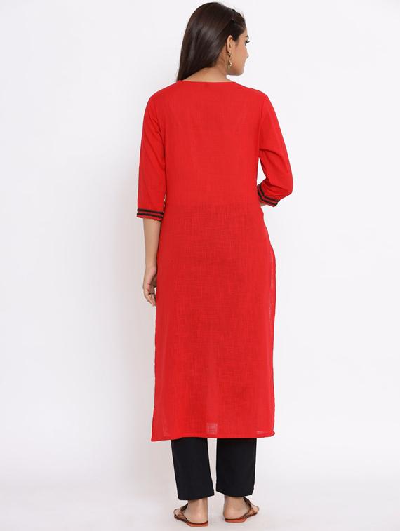 embroidered straight kurta - 17633431 - Standard Image - 2