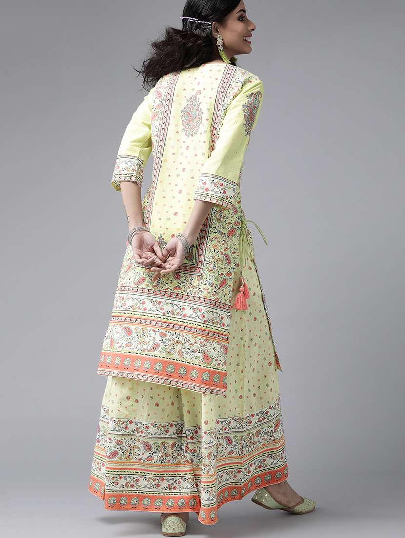 green cotton kurta palazzo  set - 17633670 -  Standard Image - 2