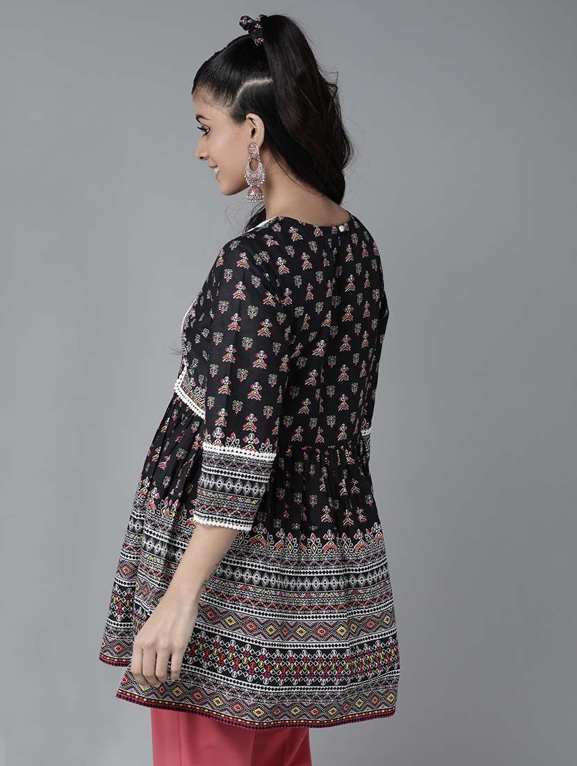 lace detail printed flared tunic - 17633683 - Standard Image - 2