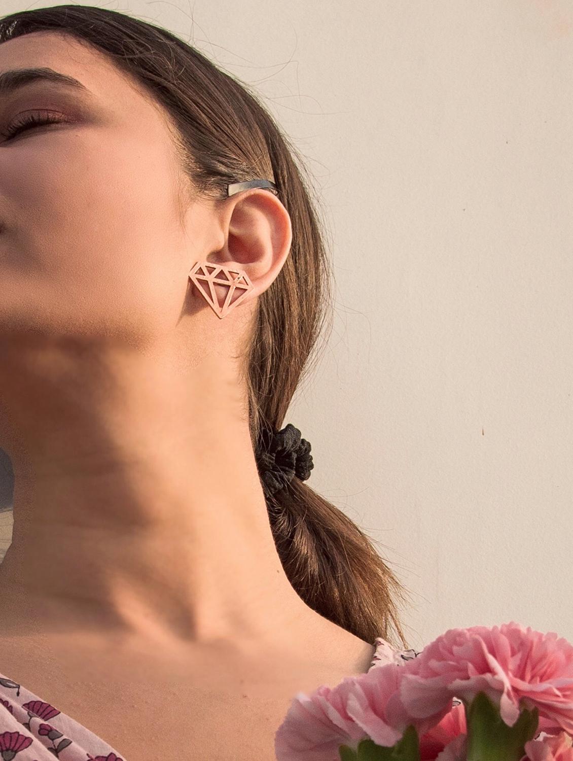 pink brass studs earring - 17637529 - Standard Image - 2