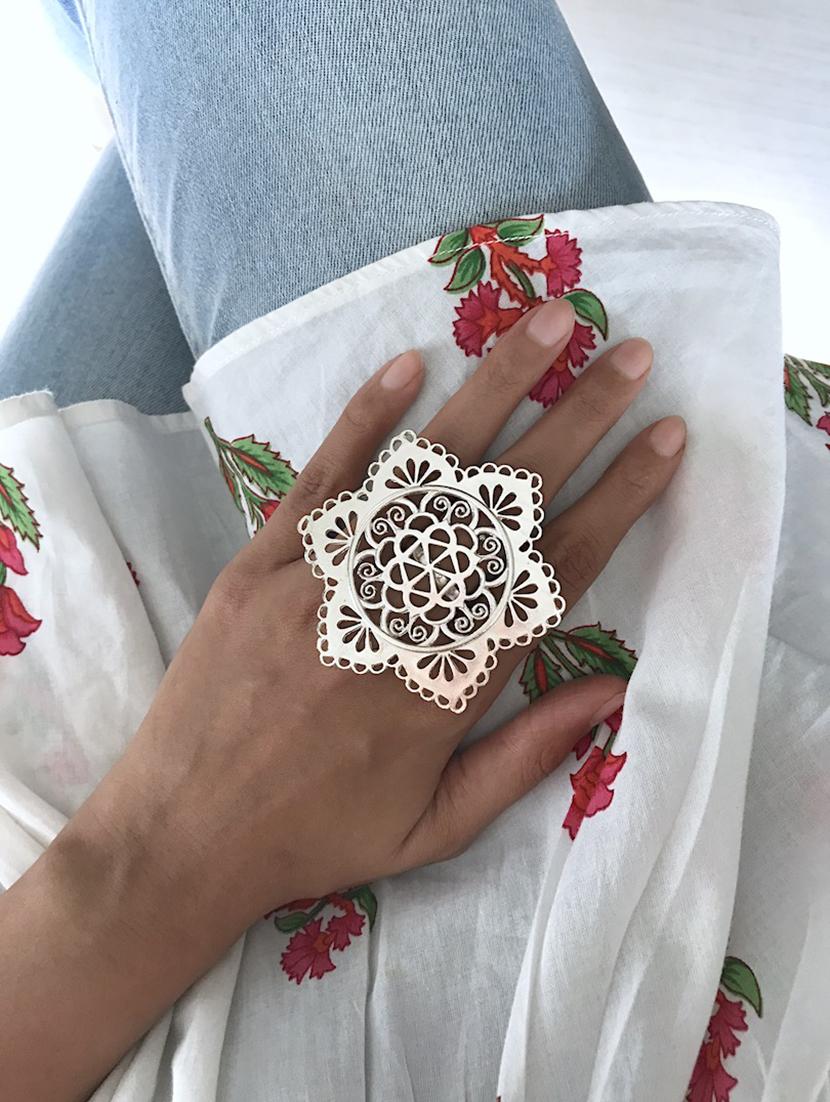 silver plated hand ring - 17637562 - Standard Image - 2