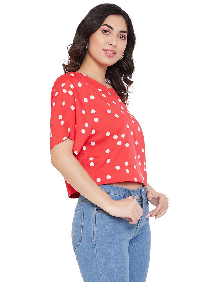 women's crop round neck top