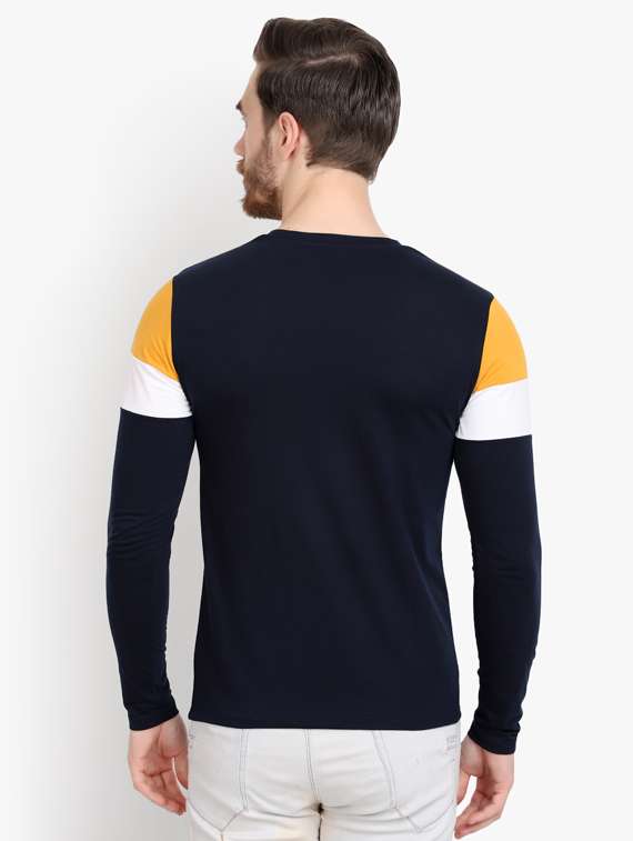 navy blue color block cut & sew t-shirt - 17643228 -  Standard Image - 2