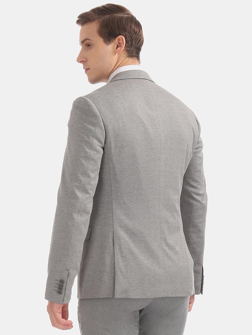 grey self design single breasted formal blazer - 17644509 - Standard Image - 2