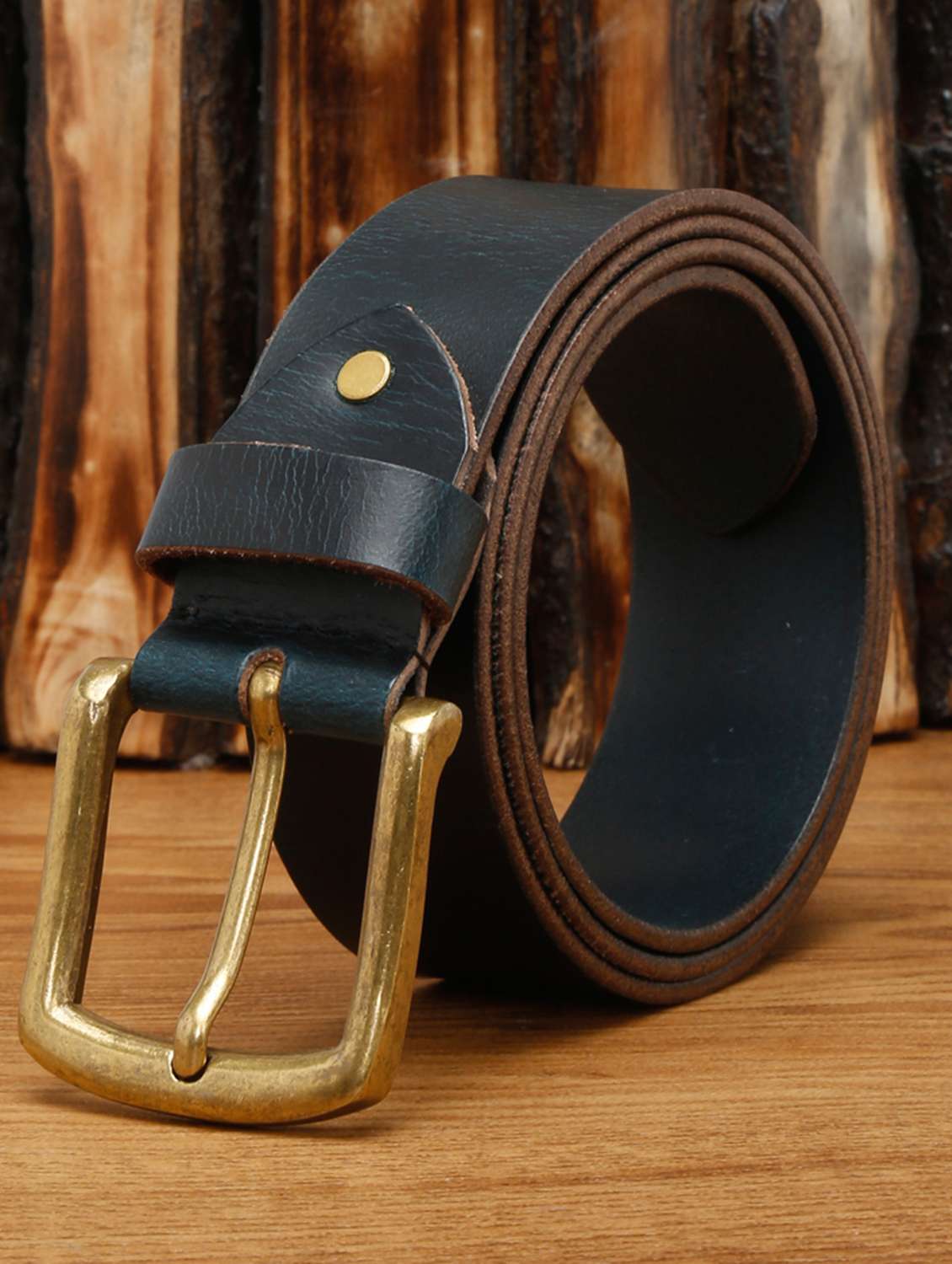 midnight blue leather belt
