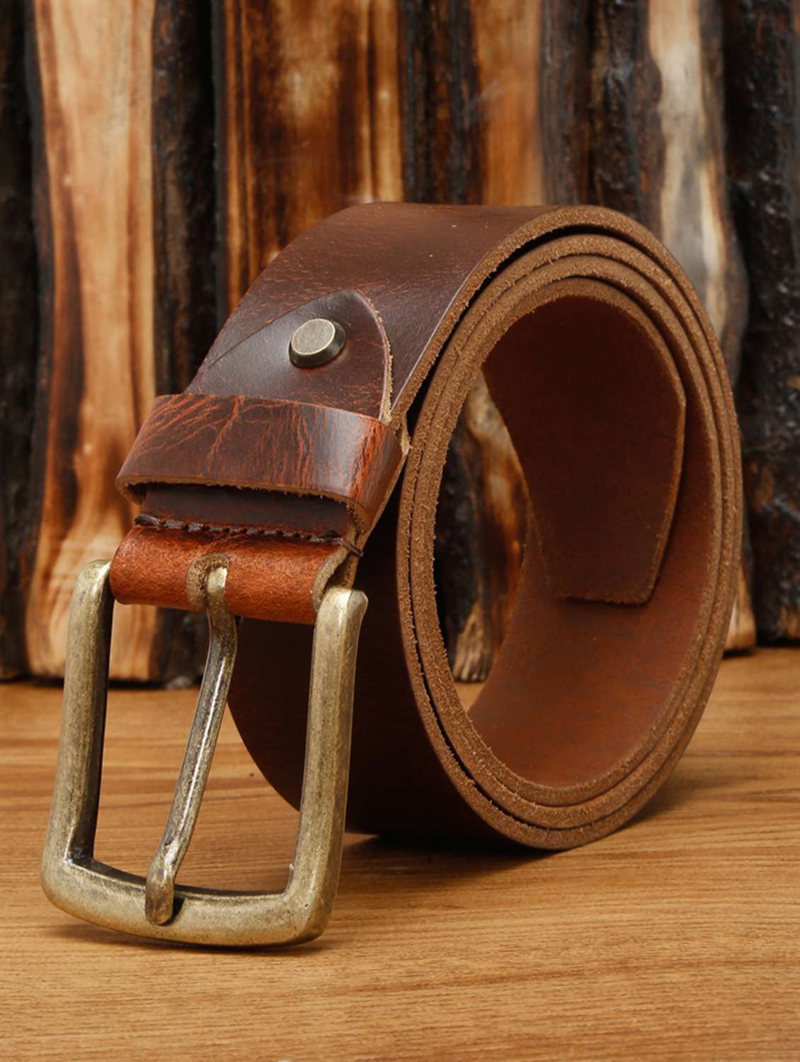 umber brown leather belt