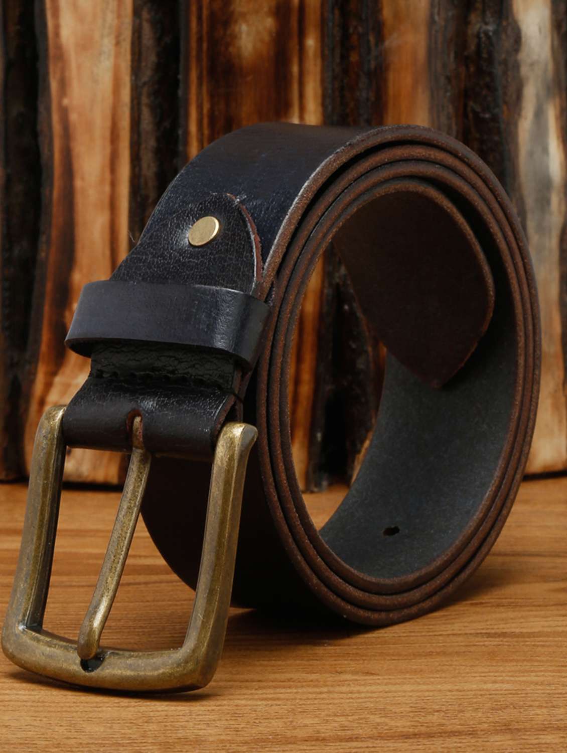 midnight blue leather belt