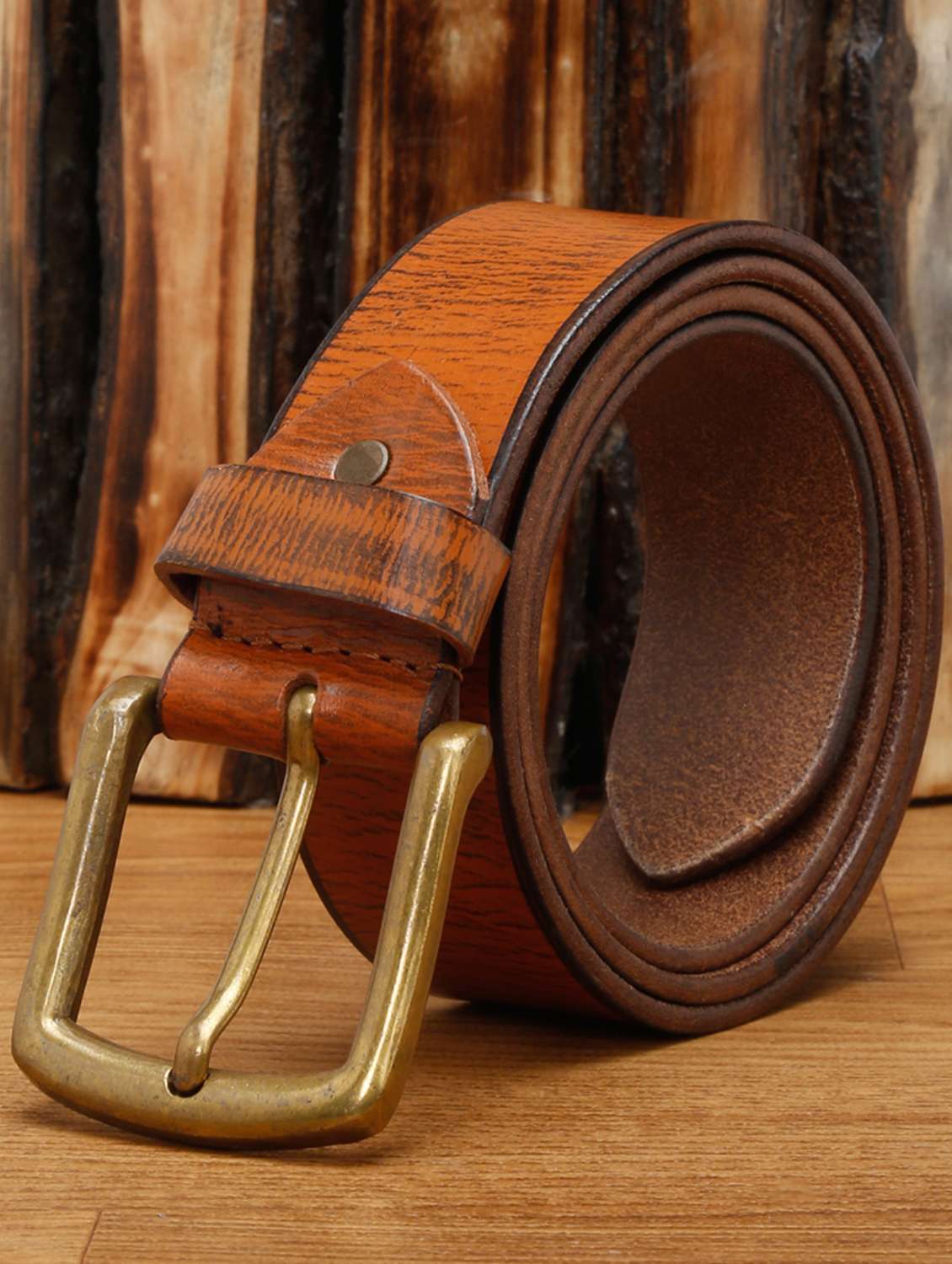 umber brown leather belt