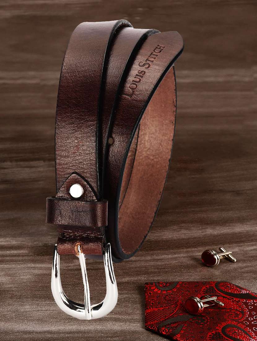 brown leather belt