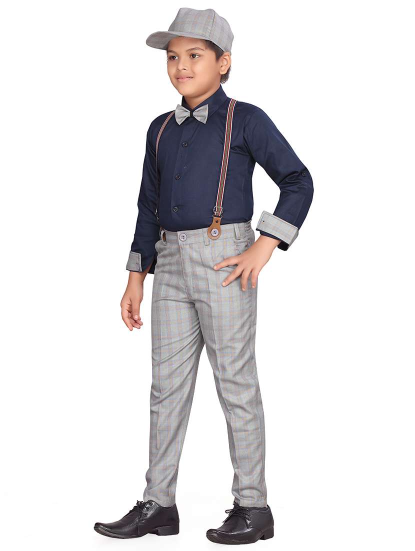 grey cotton blend suit sets  - 17646550 -  Standard Image - 2