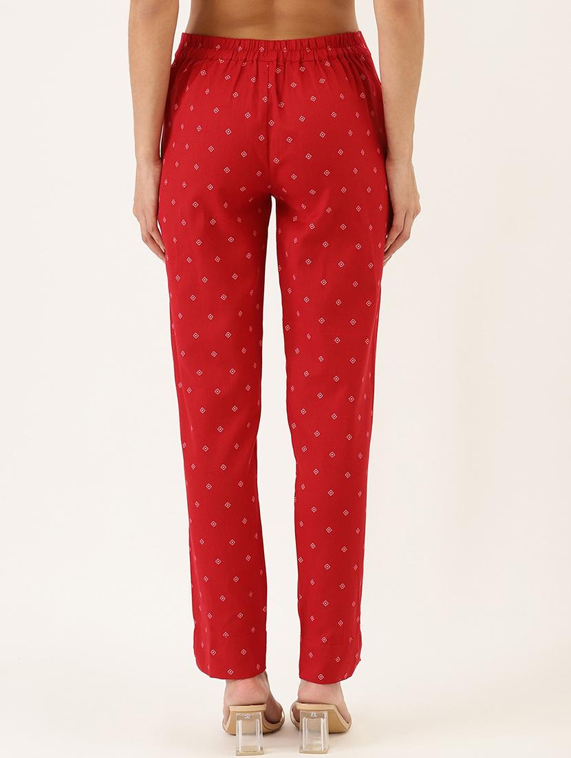 red mid rise flat front trousers - 17646668 - Standard Image - 2