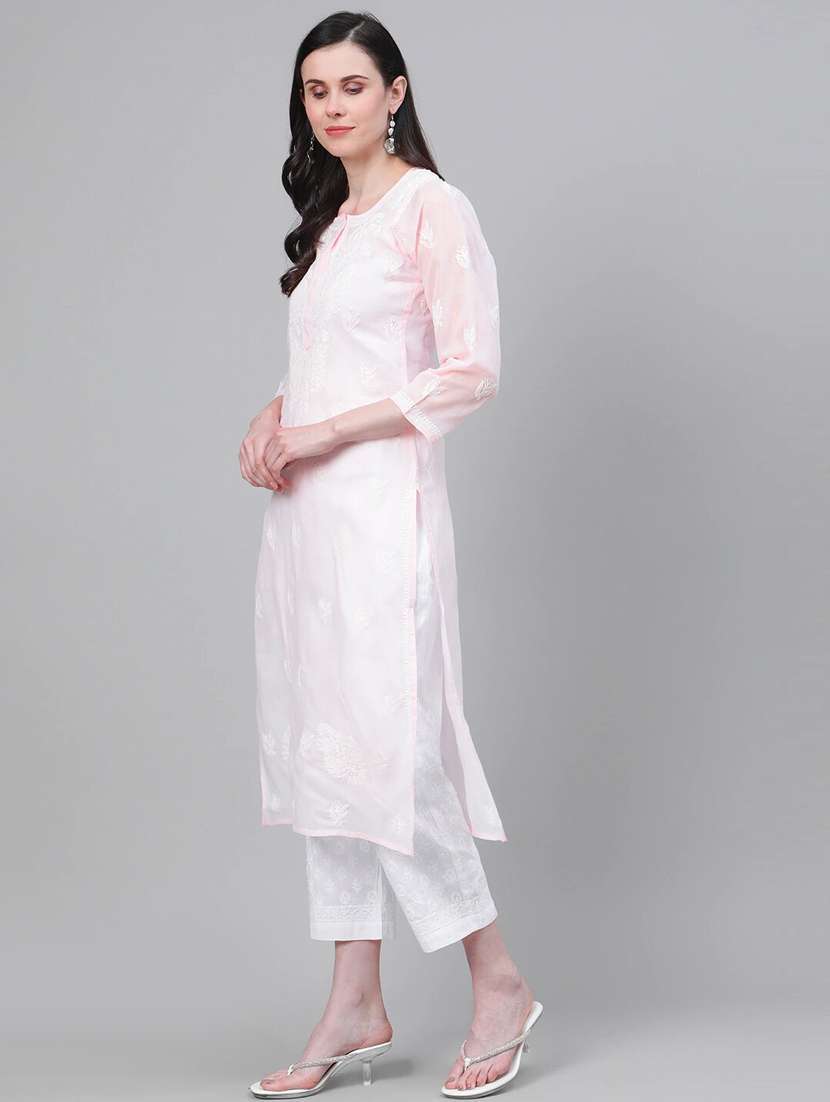 ada hand-embroidered chikankari kurta pant set - 17646866 -  Standard Image - 2