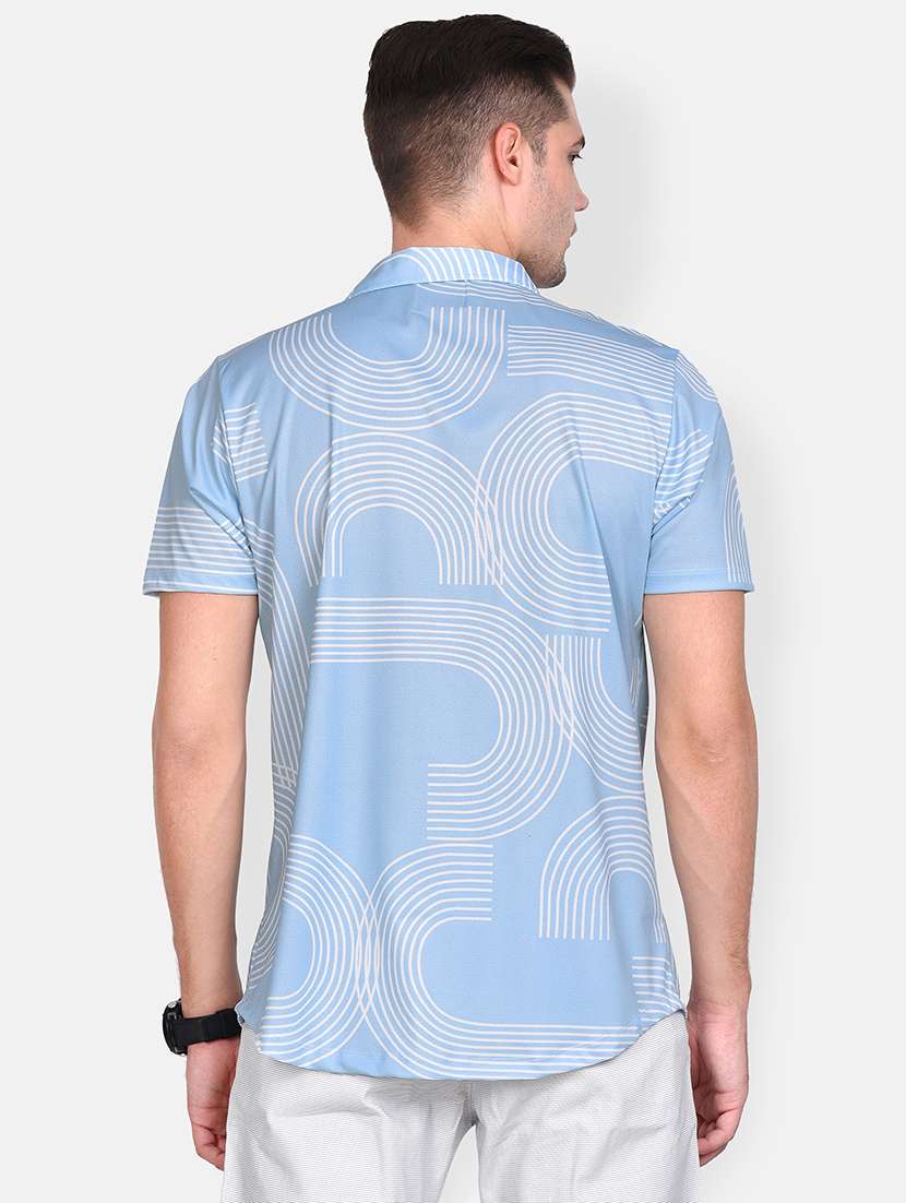 light blue printed casual shirt - 17646873 - Standard Image - 2