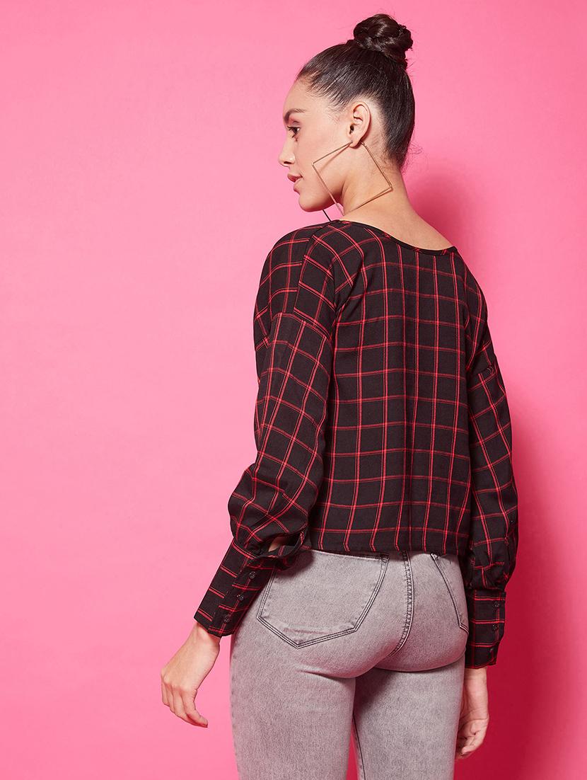 bishop sleeves checkered top  - 17647264 -  Standard Image - 2