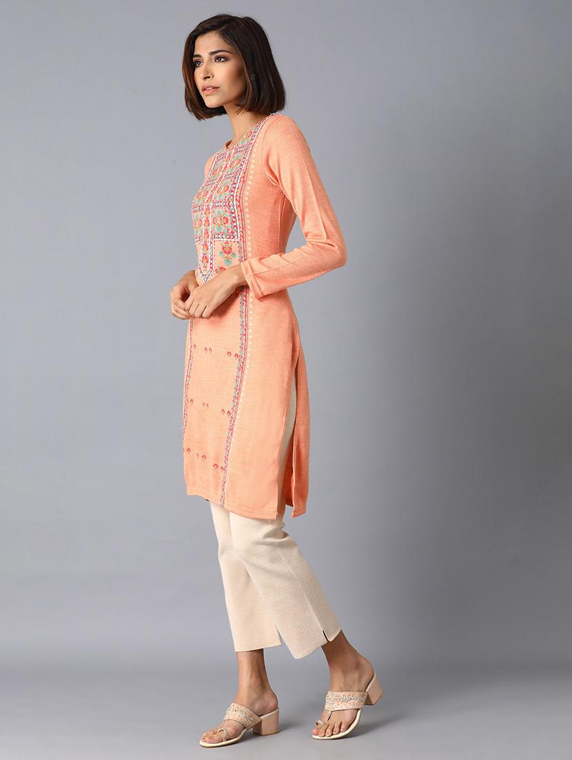 jacquard straight kurta - 17649459 - Standard Image - 2