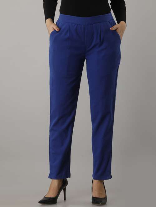 women solid mid rise cigarette pants  - 17649880 -  Standard Image - 0