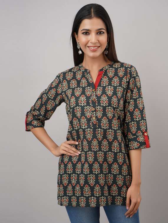 green cotton regular tunic