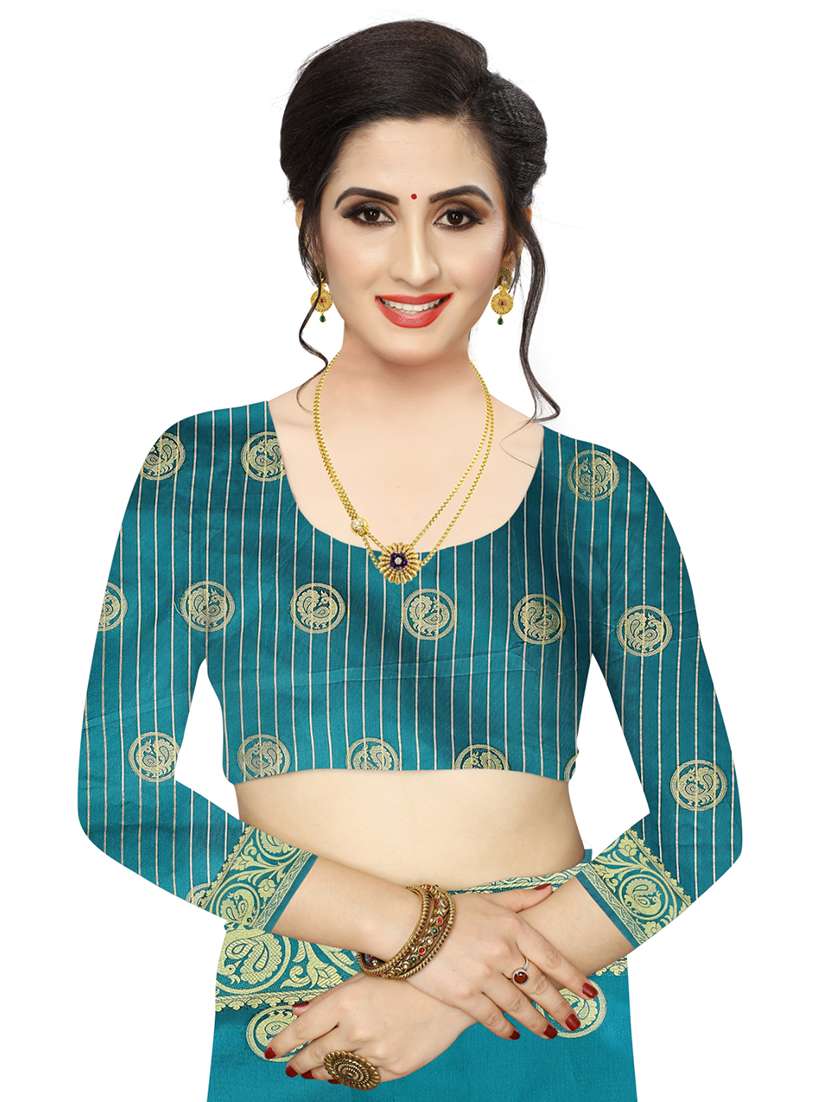 ethnic motifs woven saree with blouse - 17651274 - Standard Image - 2