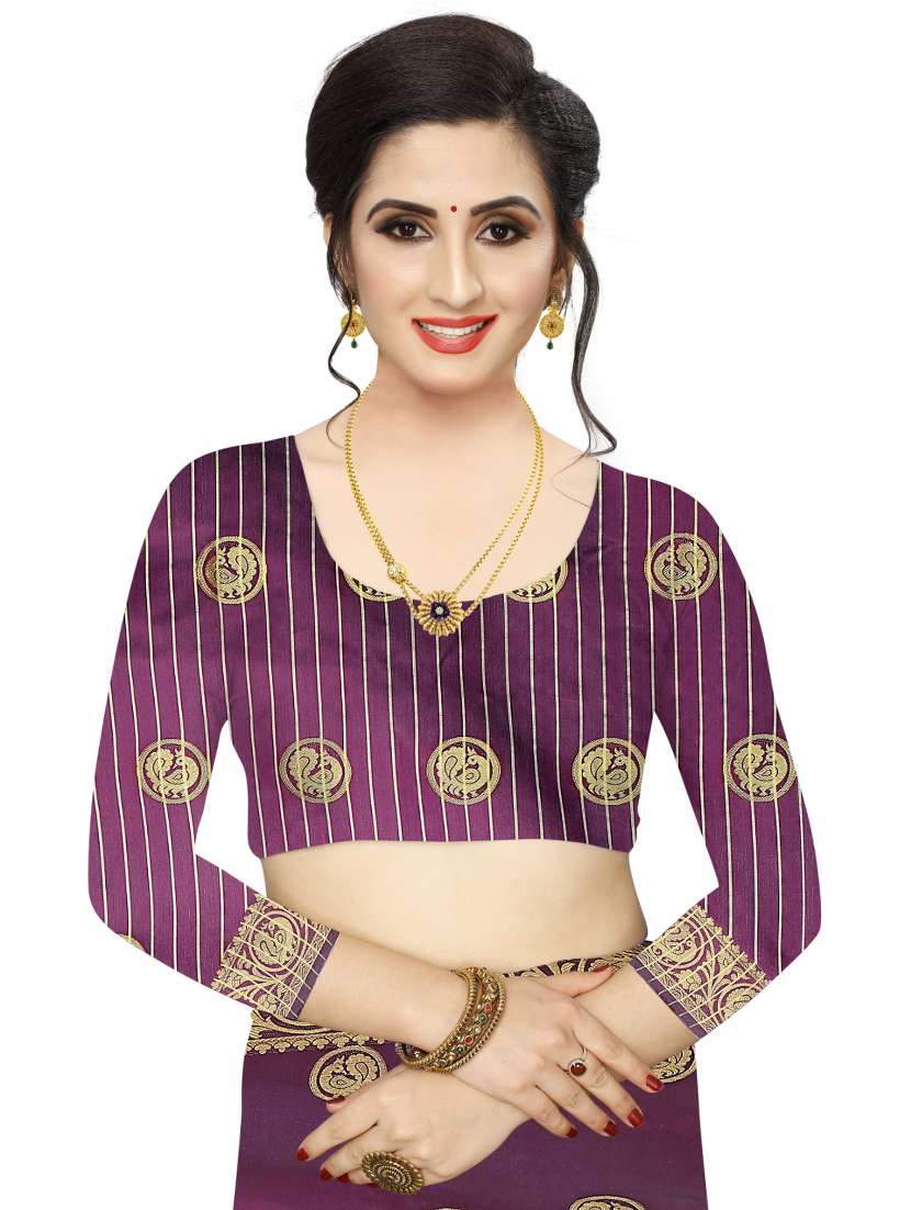 ethnic motifs woven saree with blouse - 17651276 - Standard Image - 2