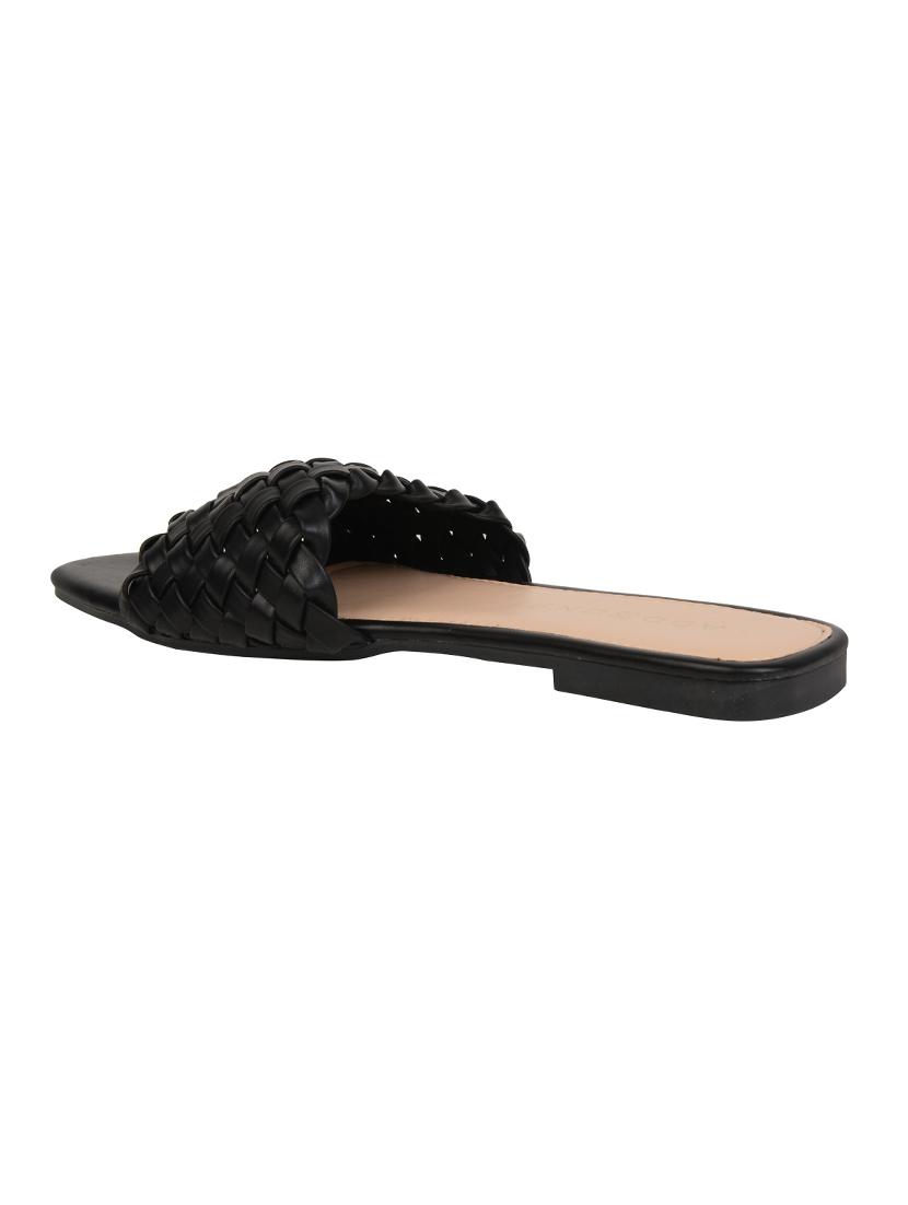 black pu slip on sandals - 17651521 - Standard Image - 2