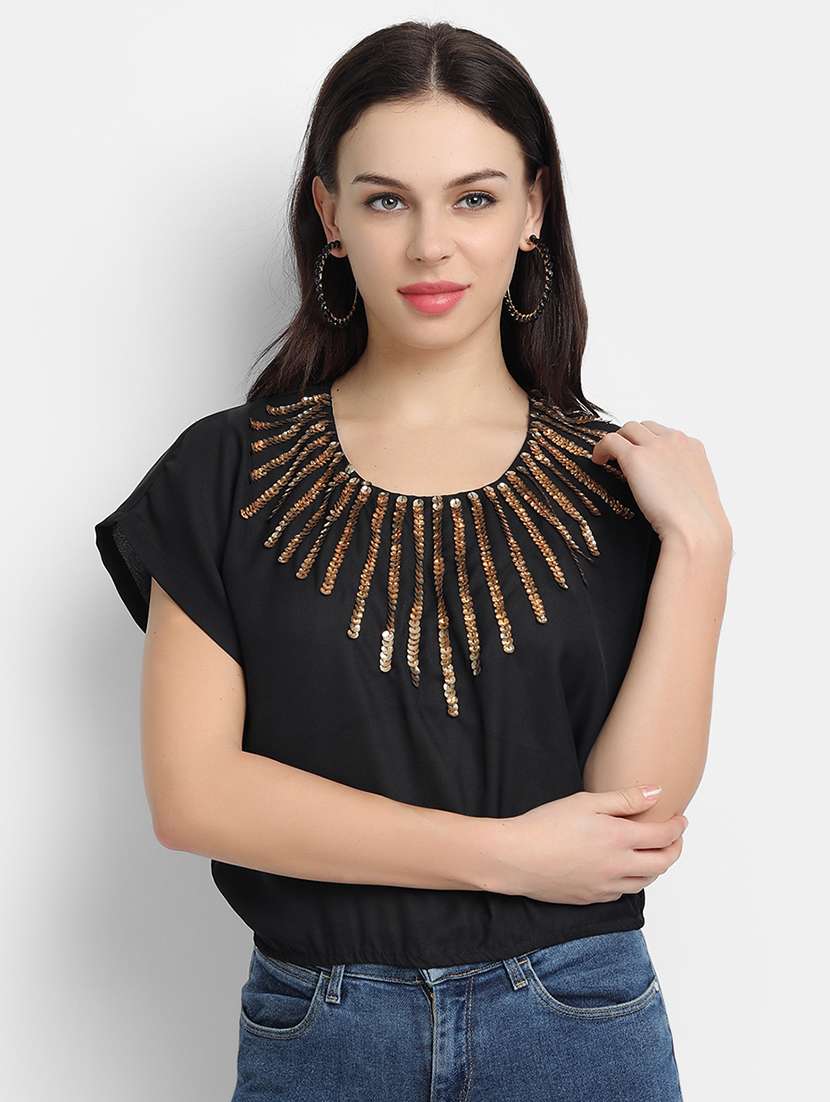 women's blouson round neck top
