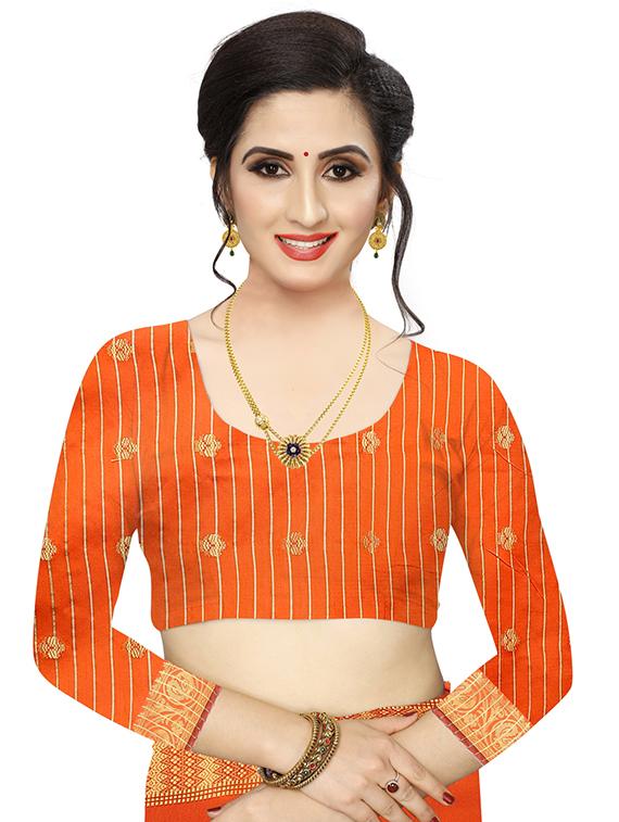 ethnic motifs woven saree with blouse - 17652236 - Standard Image - 2