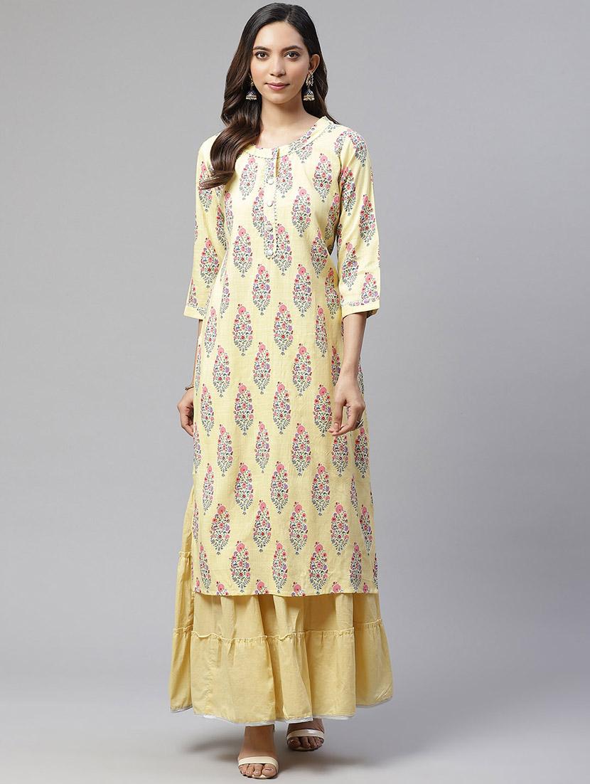yellow rayon kurta sharara  set - 17652249 -  Zoom Image - 0