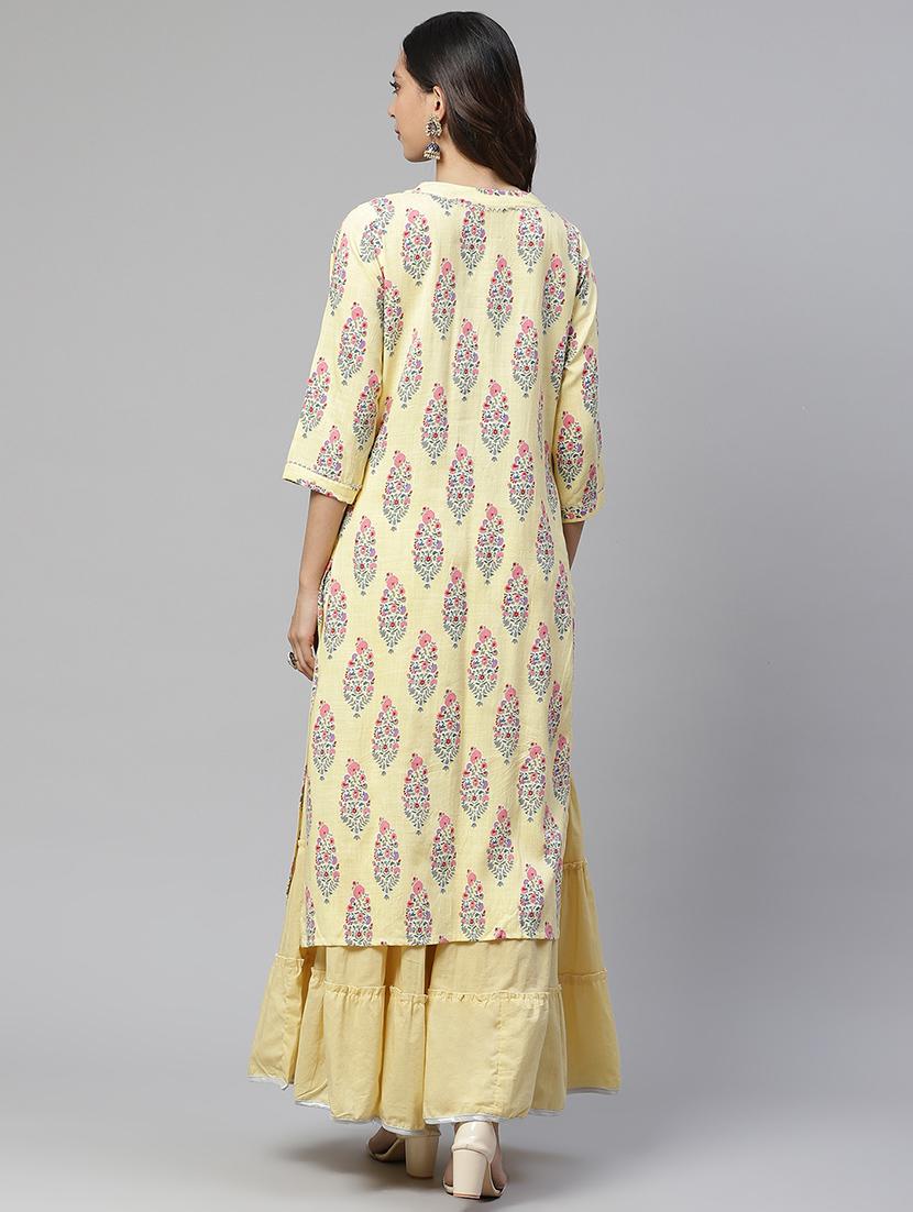 yellow rayon kurta sharara set - 17652249 - Standard Image - 2