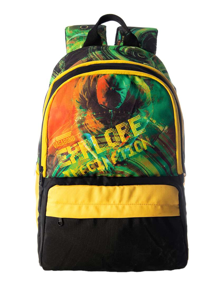 yellow polyester backpack