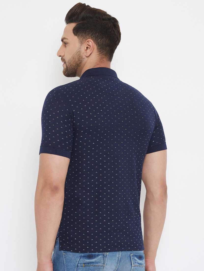 navy blue printed polo t-shirt - 17652298 -  Standard Image - 2