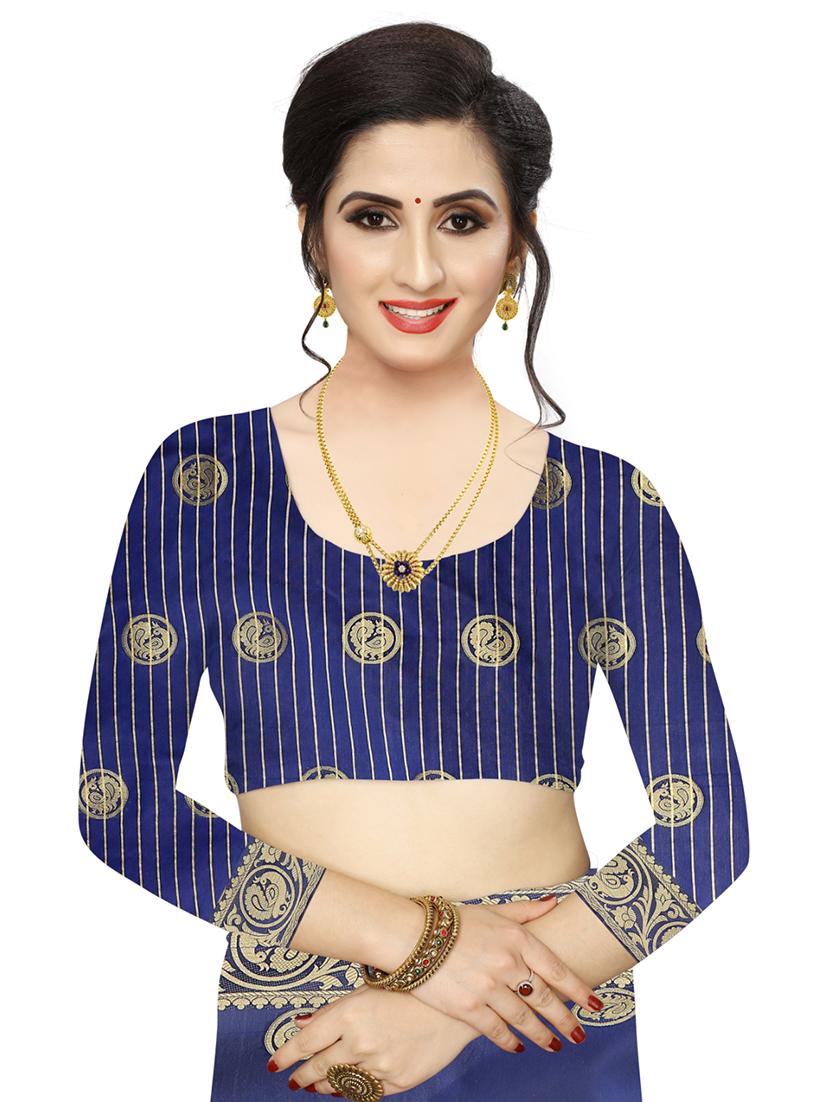 ethnic motifs woven saree with blouse - 17653099 - Standard Image - 2