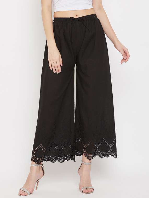 black cotton palazzos
