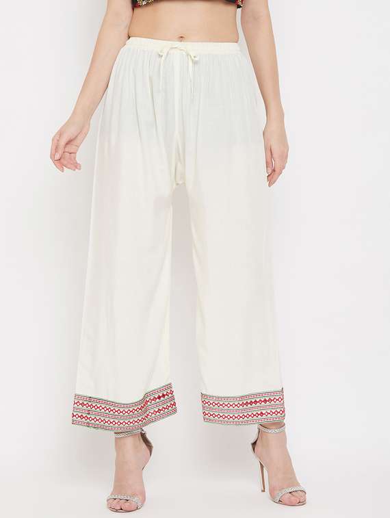 white rayon palazzos
